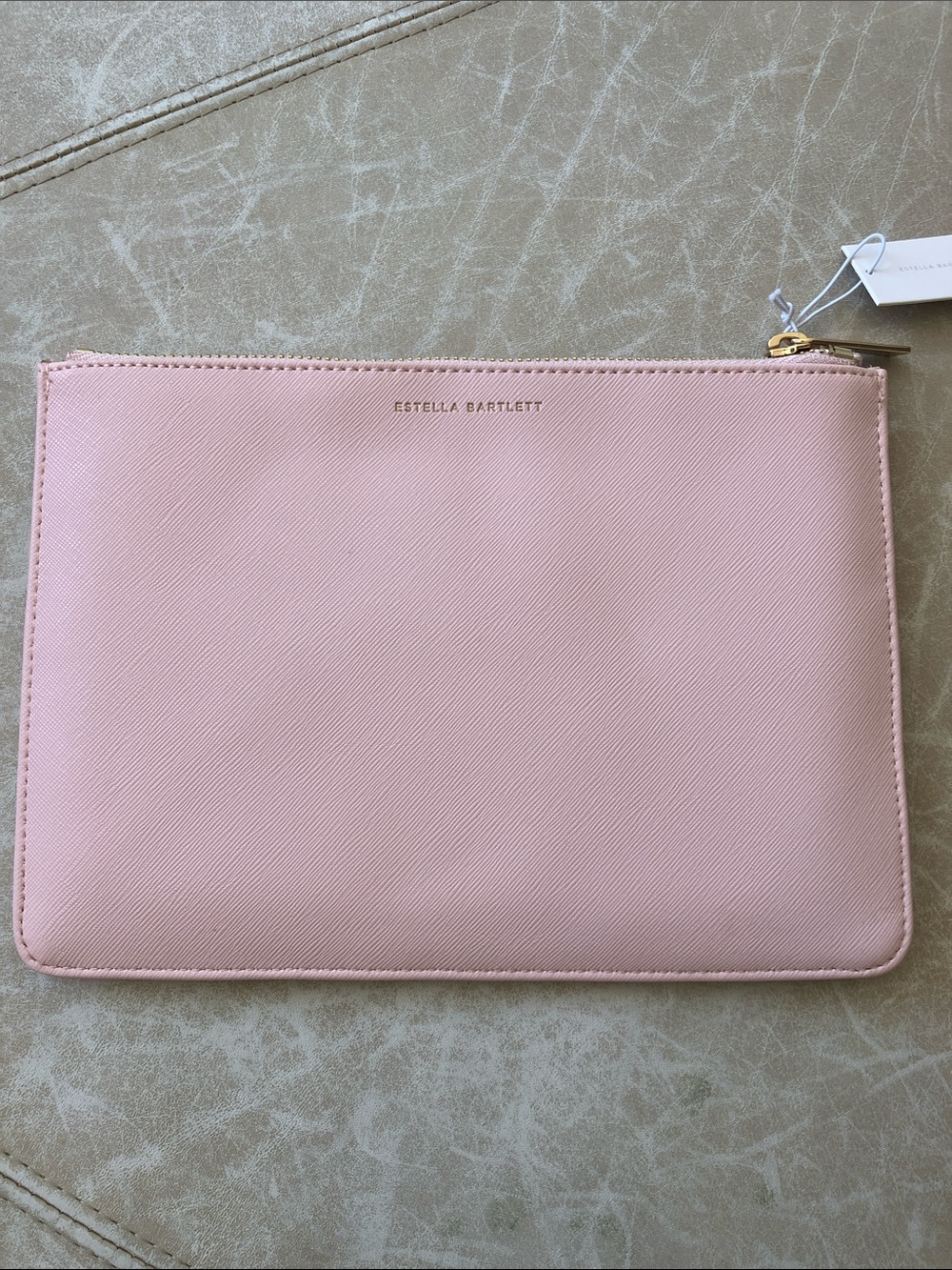 ESTELLA BARTLETT Faux Leather Pouch Powder Pink Cosmetic or Travel Bag NWT